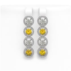 6.18 ctw Canary & Diamond Micro Pave Earrings 18K White Gold