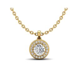 1 ctw VS/SI Diamond Solitaire Art Deco Stud Necklace 18K Yellow Gold