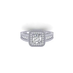 2 ctw Certified VS/SI Diamond Art Deco Halo Ring 18K White Gold