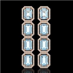 18.99 ctw Sky Topaz & Diamond Micro Pave Halo Earrings 10K Rose Gold