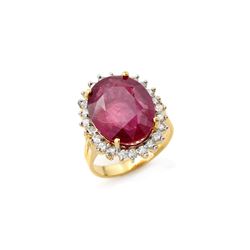 12.0 ctw Ruby & Diamond Ring 14K Yellow Gold