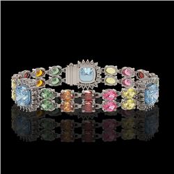 20.67 ctw Sapphire & Diamond Bracelet 14K White Gold