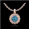 Image 1 : 1.15 ctw Fancy Intense Blue Diamond Art Deco Necklace 18K Rose Gold