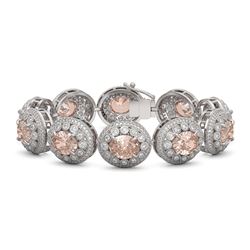 40.92 ctw Morganite & Diamond Victorian Bracelet 14K White Gold