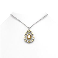 10.66 ctw Canary Citrine & Diamond Necklace 18K White Gold