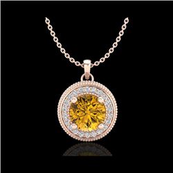 1.25 ctw Intense Fancy Yellow Diamond Art Deco Necklace 18K Rose Gold