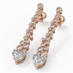 2.5 ctw Heart Diamond Designer Earrings 18K Rose Gold