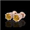 Image 1 : 2.04 ctw Intense Fancy Yellow Diamond Art Deco Earrings 18K Rose Gold