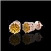 Image 2 : 2.04 ctw Intense Fancy Yellow Diamond Art Deco Earrings 18K Rose Gold
