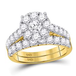 14kt Yellow Gold Round Diamond Bridal Wedding Engagement Ring Band Set 2.00 Cttw