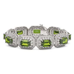 58.5 ctw Tourmaline & Diamond Victorian Bracelet 14K White Gold