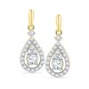 Image 1 : 10kt Yellow Gold Round Diamond Solitaire Teardrop Frame Dangle Earrings 1/2 Cttw