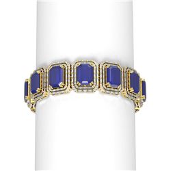 85.91 ctw Sapphire & Diamond Bracelet 18K Yellow Gold