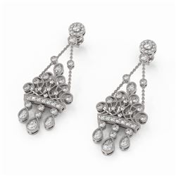 3.33 ctw Diamond Designer Earrings 18K White Gold