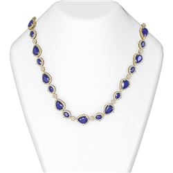 73.47 ctw Sapphire & Diamond Necklace 18K Yellow Gold