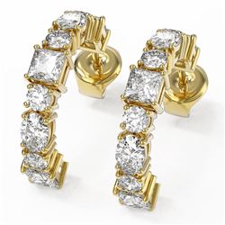 3.74 ctw Mixed Cut Diamond Designer Earrings 18K Yellow Gold