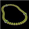 Image 2 : 38.37 ctw Peridot & Diamond Necklace 14K Yellow Gold