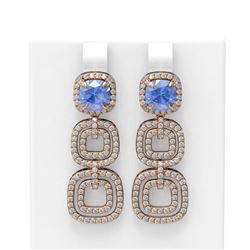 7.02 ctw Tanzanite & Diamond Earrings 18K Rose Gold