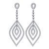 Image 1 : 14kt White Gold Round Diamond Oval Dangle Earrings 1-1/5 Cttw