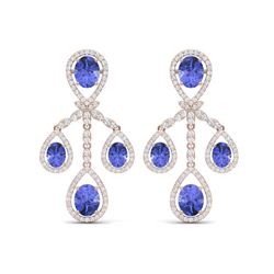 24.89 ctw Tanzanite & VS Diamond Earrings 18K Rose Gold