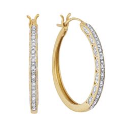 10kt Yellow Gold Round Diamond Hoop Earrings 1/6 Cttw