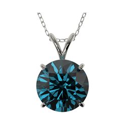 2.50 ctw Certified Fancy Blue Diamond Necklace 10K White Gold