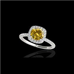 1.25 ctw Certified SI/I Fancy Intense Yellow Diamond Ring 10K White Gold