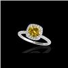 Image 1 : 1.25 ctw Certified SI/I Fancy Intense Yellow Diamond Ring 10K White Gold