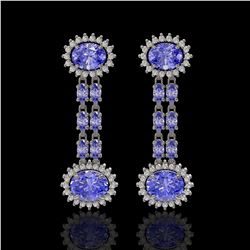 9.01 ctw Tanzanite & Diamond Earrings 14K White Gold