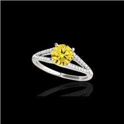 1.75 ctw Certified SI/I Fancy Intense Yellow Diamond Ring 10K White Gold