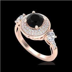 2.05 ctw Fancy Black Diamond Art Deco 3 Stone Ring 18K Rose Gold