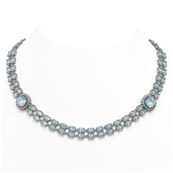 61.05 ctw Sky Topaz & Diamond Necklace 14K White Gold