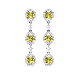 5.11 ctw Fancy Yellow SI Diamond Earrings 18K White Gold