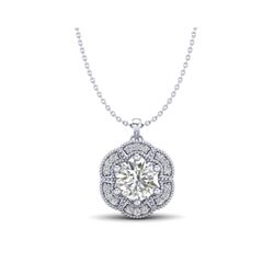 1.01 ctw VS/SI Diamond Solitaire Art Deco Stud Necklace 18K White Gold