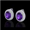 Image 1 : 8 ctw Amethyst & Micro Pave VS/SI Diamond Earrings 18K White Gold