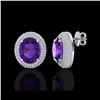 Image 2 : 8 ctw Amethyst & Micro Pave VS/SI Diamond Earrings 18K White Gold