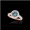 Image 1 : 1.5 ctw SI Certified Fancy Blue Diamond Solitaire Halo Ring 10K Rose Gold