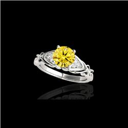 1.1 ctw Certified SI Fancy Yellow Diamond Solitaire Ring 10K White Gold