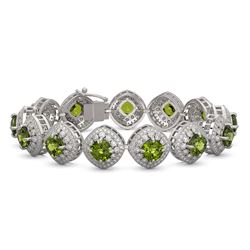 33.05 ctw Tourmaline & Diamond Victorian Bracelet 14K White Gold