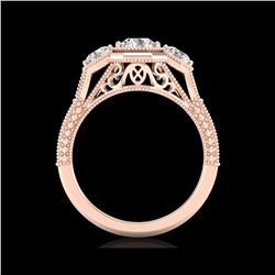 1.05 ctw VS/SI Diamond Solitaire Art Deco 3 Stone Ring 18K Rose Gold