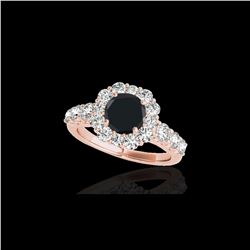 2.9 ctw Certified VS Black Diamond Solitaire Halo Ring 10K Rose Gold