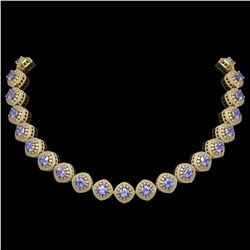 83.82 ctw Tanzanite & Diamond Victorian Necklace 14K Yellow Gold