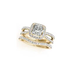 1.71 ctw Certified VS/SI Princess Diamond 2pc Set Ring Halo 14K Yellow Gold