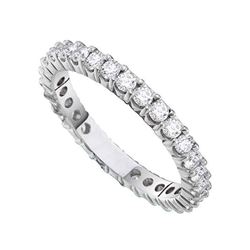 14kt White Gold Round Pave-set Diamond Eternity Wedding Anniversary Band 1/2 Cttw