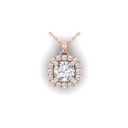 1.01 ctw Certified VS/SI Diamond Stud Halo Necklace 18K Rose Gold