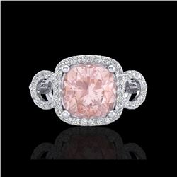 2.75 ctw Morganite & Micro VS/SI Diamond Certified Ring 18K White Gold