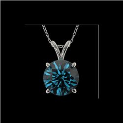 2.04 ctw Certified Intense Blue Diamond Necklace 10K White Gold