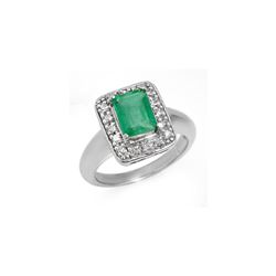2.03 ctw Emerald & Diamond Ring 18K White Gold