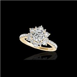2 ctw Certified Diamond Solitaire Halo Ring 10K Yellow Gold