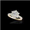 Image 1 : 2 ctw Certified Diamond Solitaire Halo Ring 10K Yellow Gold